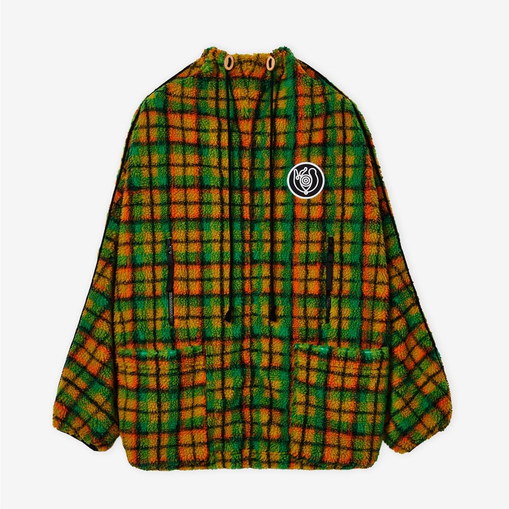 LOEWE EYE/NATURE/LOEWE ELN Green Check Multi Leece Anorak Jacket Size 52EU/US XL